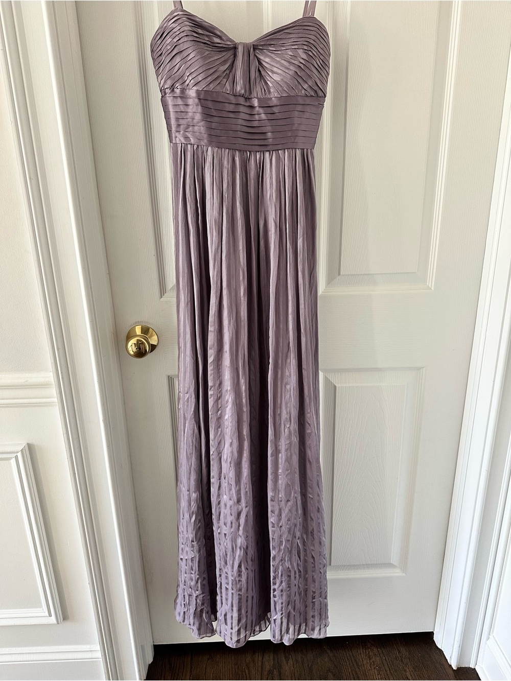 BCBGMAXAZRIA Alicia 100% Silk strapless Pleated Gown Wisteria Size 2